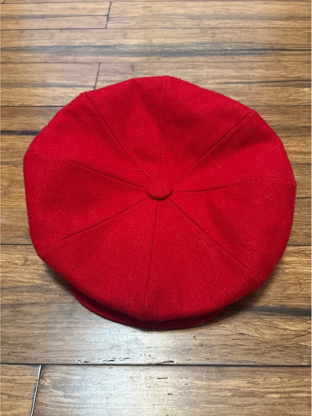 CAPAS Red Wool Cabbie Newsboy Hat Oversized One Size Fits All Hip Hop Rap - Picture 1 of 6